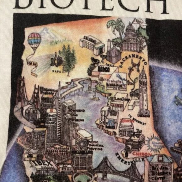 Vintage 1991 Biotech Bay California Jerzees Size XL‎ Sweater Made In USA White - Picture 5 of 12